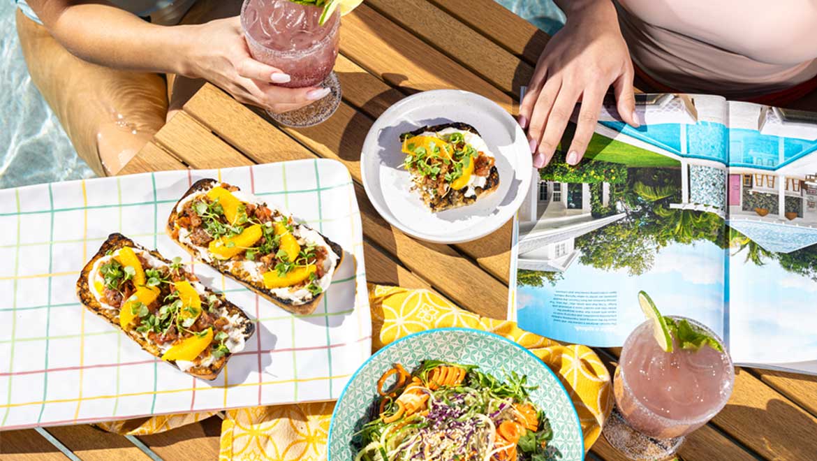 Summer of citrus poolside food spread