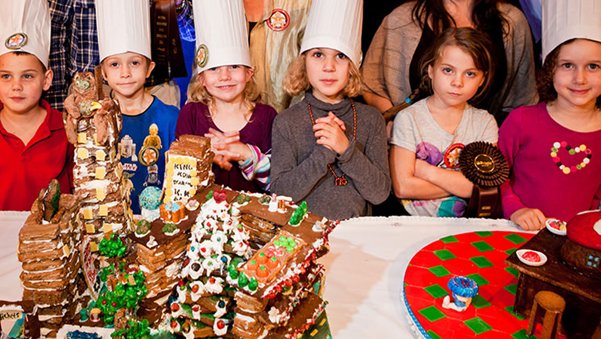 Kids with gingerbread at Grove Park